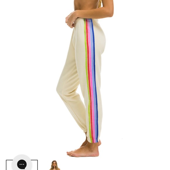 Aviator Nation & PELOTON 2024 5 STRIPE SWEATPANTS - VINTAGE WHITE NWOT - Picture 2 of 5